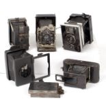 Five Mini Folding Plate Cameras. To include mid-1920s Zeiss Ikon Duchessa, Ernemann Lilliput,