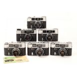 Five Soviet FED 4 Rangefinder Cameras and a FED 5c. Each with standard lens, most with ERCs (all
