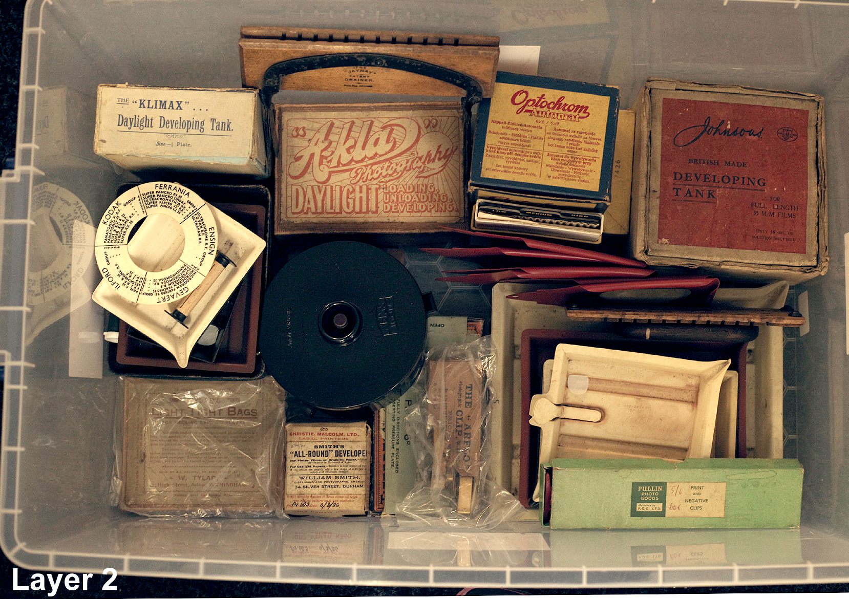 A LARGE Plastic Crate of Early to Mid-20th Century Developing Equipment. To include Bakelite and - Image 2 of 4