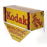 Large, 4-Sided Hanging Kodak Advertising Sign. approx 56x30x30cms, plus lower section and with