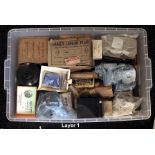 A LARGE Plastic Crate of Early to Mid-20th Century Developing Equipment. To include Bakelite and