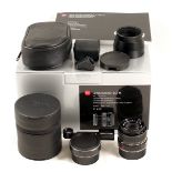 Black Leica 90mm f4 Collapsible Macro Elmar Set M. #4175316. Complete set with Macro-Adapter M,