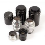 Four Soviet L39 Screw Mount Lenses. Comprising a Jupiter 12 35mm f2.8 lens in keeper (condition 4E),