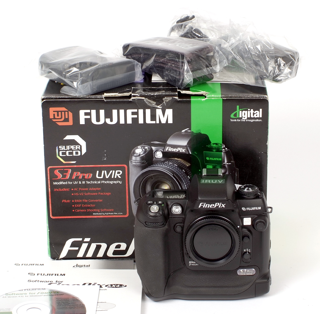 RARE Fuji S3 Pro UVIR DSLR. (condition 5E). With battery, charger, strap, CD & cables, in makers