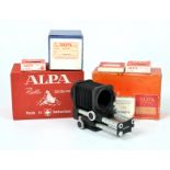 Alpa Camera Box, Macro Bellows & Other Accessories. To include camera and lens boxes, filters etc.