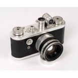 Chrome Periflex 1 Camera with Uncommon Lumax 45mm f1.9 Lens. (condition 5F). With 'clip-on' finder