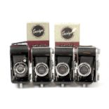 Four Ensign Selfix Folding Roll Film Cameras. Comprising Selfix in makers box and three Selfix 820