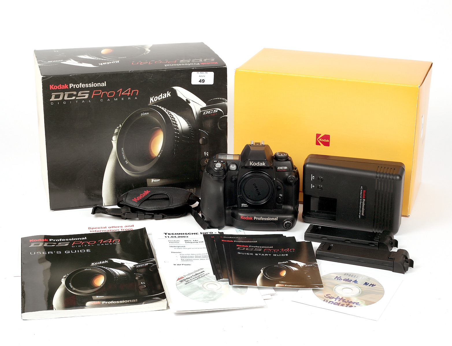 Kodak DCS Pro14n Full-Frame Digital Camera. Body #01693. (condition 4/5E). With manual, 2