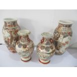 Two pairs of Satsuma vases, 1 vase A/F