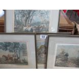 Four antique French Steeplechase prints