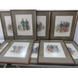 A set of nine framed antique prints "L'Armee Francaise", 1875, overall frame sizes 54cm x 44 cm