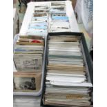 A collection of various vintage postcards, mainly West of England in two boxes