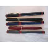 A Parker fountain pen with 14ct nib, three Waterman pens and a Messenger pen