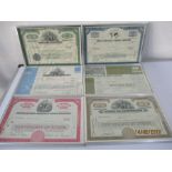 Six framed American stock certificates
