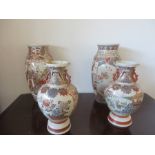 Two pairs of Satsuma vases, 1 smaller vase A/F