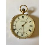 An H Samuel, Manchester 18ct gold pocket watch with chronograph slide (appears to be working when