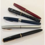 A collection of 5 pens including Parker, Conway Stewart and Sheaffer.