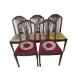 A set of 5 Hepplewhite style dining chairs