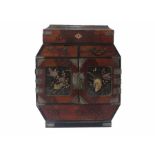 A small Japanese lacquered cabinet with mother of pearl inlay