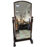 A good early Victorian mahogany cheval mirror