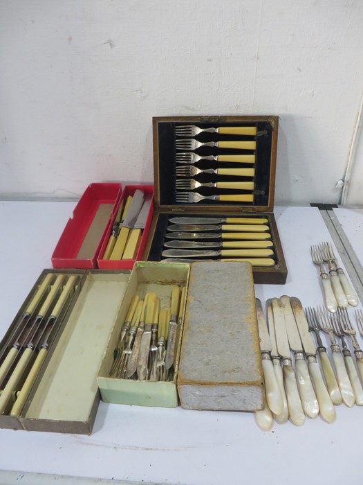 A quantity of various cutlery including silver plated, silver mounted etc