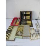 A quantity of various cutlery including silver plated, silver mounted etc