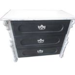 A painted French chest of three drawers