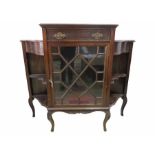 An Edwardian display cabinet on cabriole legs with drawer over - key in office