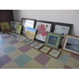 A collection of various pictures, prints, watercolours etc