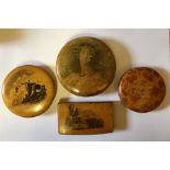 A collection of four antique treen snuff boxes.