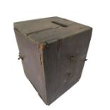 A wooden turret clock movement in box