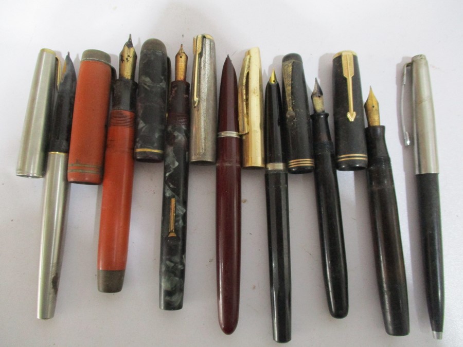 A collection of fountain pens etc.