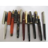 A collection of fountain pens etc.