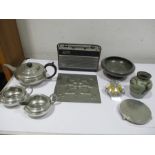 A pewter tea set, Roberts radio etc.
