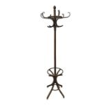 A bentwood hat and coat rack