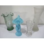 A Mary Gregory style vase along with three others