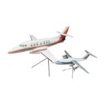 Two model aeroplanes on stands - 'British Aerospace, Jetstream 31' and 'Air Zimbabwe'