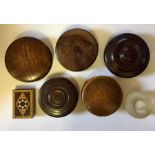 A collection of antique snuff boxes and match box holder etc.