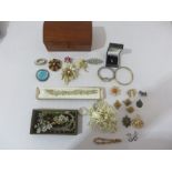 A collection of costume jewellery including brooches, regimental badges etc