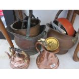 A collection of copper, brass etc.