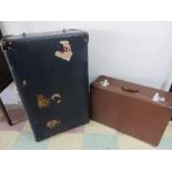 A vintage Globetrotter travel case along with a vintage suitcase