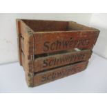 A vintage Schweppes crate