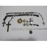 A small collection of costume jewellery including Rosaries etc.