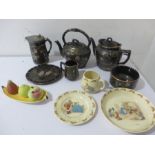 A collection of china including Carlton Ware, Royal Doulton Bunnykins bowl, cup and saucer and a