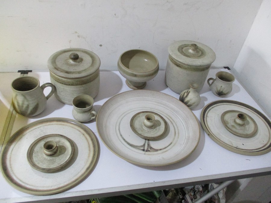 A collection of studio pottery, faint incised signature to reverse