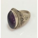 A 925 silver ring set with an Amethyst