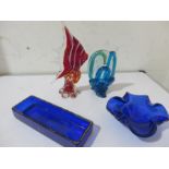 Four pieces of decorative glass - 2 A/F