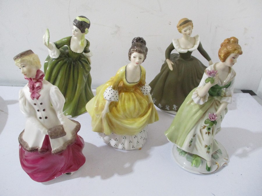 Three Royal Doulton ladies, one Royal Worcester and one other
