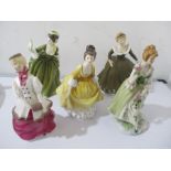 Three Royal Doulton ladies, one Royal Worcester and one other
