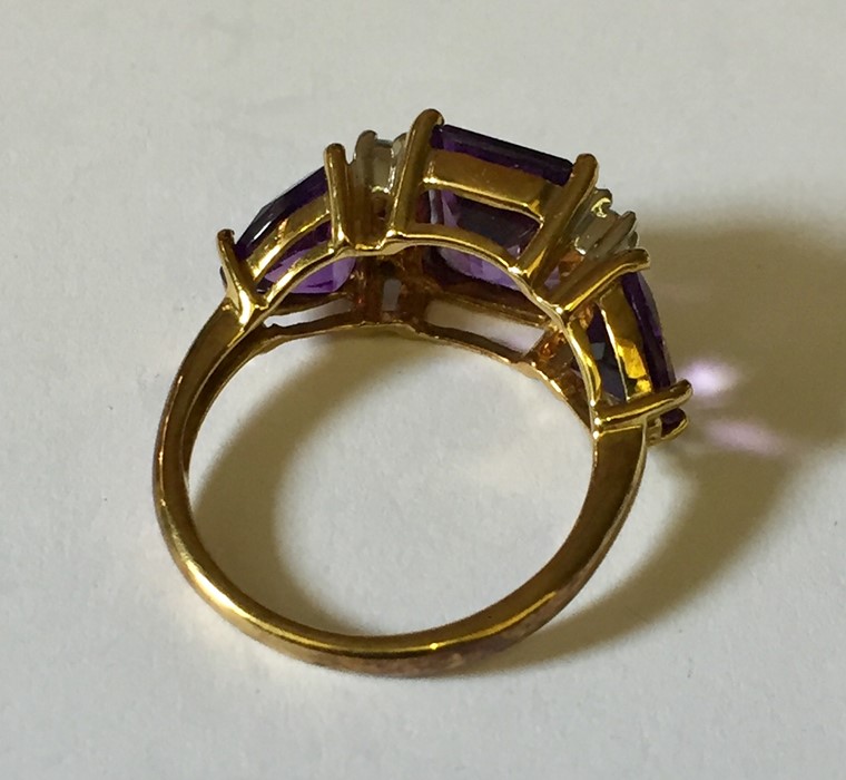 A 9ct gold amethyst and diamond dress ring. - Image 3 of 3